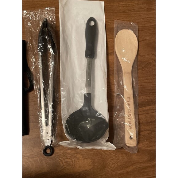 It’s All Gravy Baby Engraved Utensils And Apron Set Tongs Spoon Ladle New - Picture 12 of 12